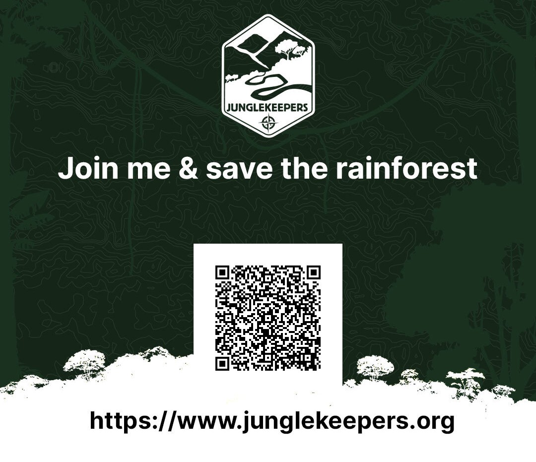Junglekeepers donation QR code: scan with your phone to give at junglekeepers.org