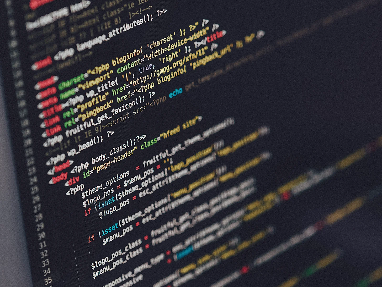 Custom website code on a developer's screen during a build